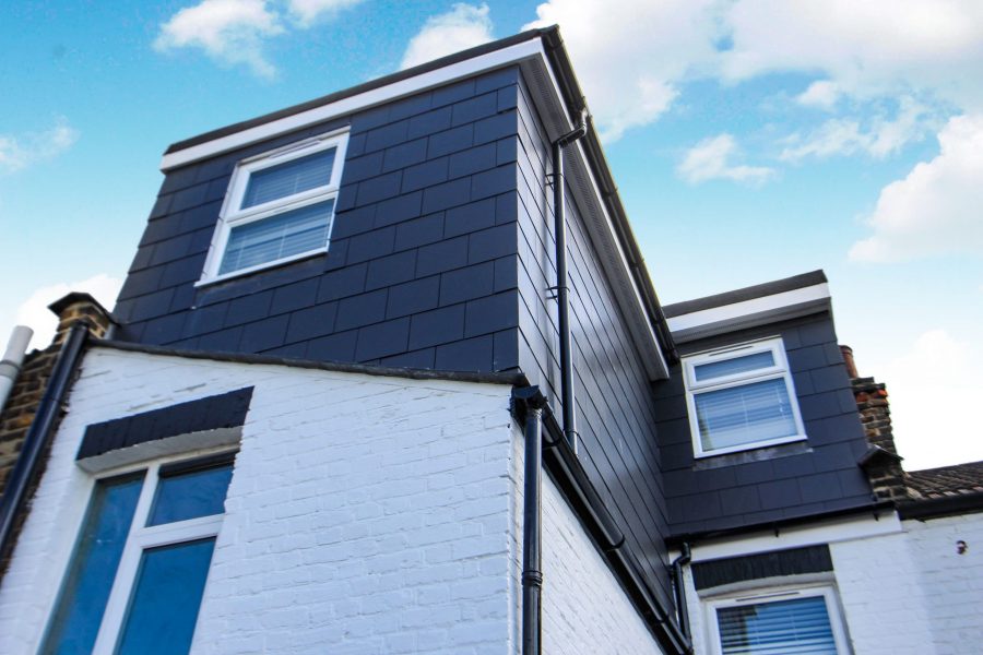 Rear view of roof finish on loft extension